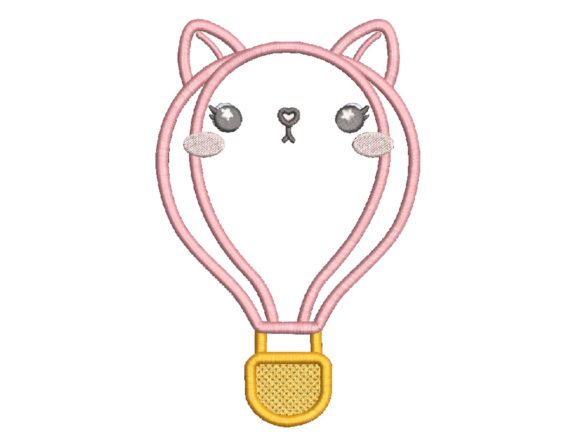 Cat Hot Air Balloon Embroidery Design