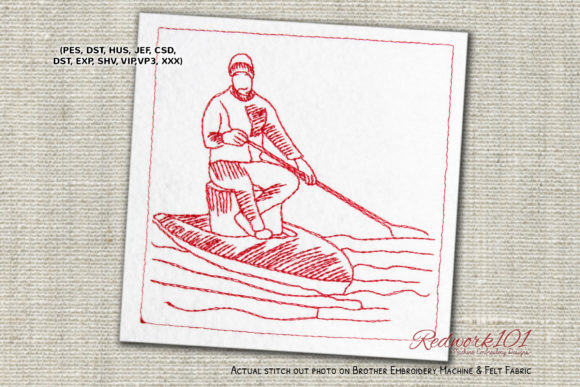 Fishing on Paddleboard Redwork