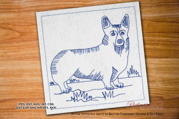 Pembroke Welsh Corgi Dog Redwork